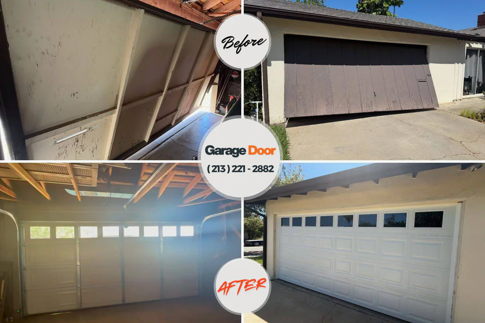 Before and after: garage door repair White Center, WA